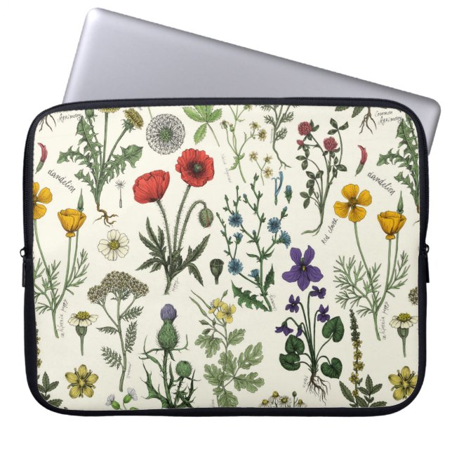 Housse Pour Ordinateur Portable Collage de fleurs sauvages (Devant)