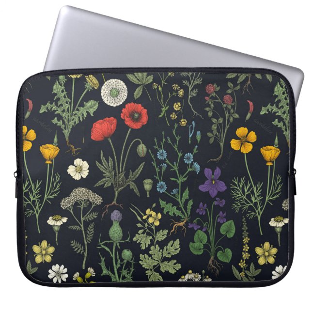 Housse Pour Ordinateur Portable Collage de fleurs sauvages (Devant)