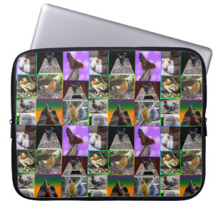 Housse Pour Ordinateur Portable Collage De Photos De Poulets Et De Coqs,