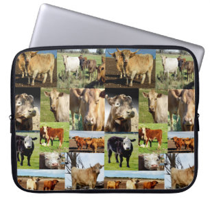 Housse Pour Ordinateur Portable Collage de photos de vache,
