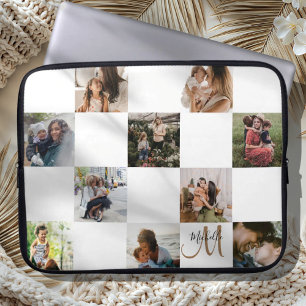 Housse Pour Ordinateur Portable Collage de photos moderne & monogramme