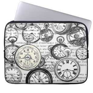 Housse Pour Ordinateur Portable Collage Montre de Goût Victorien Alice au Pays des