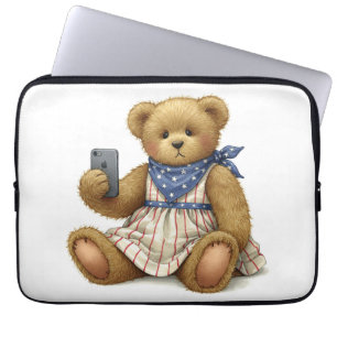Housse Pour Ordinateur Portable Collection blanche. Teddy Bear avec un iPhone par 