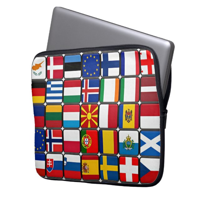 Housse Pour Ordinateur Portable Collection de drapeaux internationaux, drapeaux du (devant gauche)