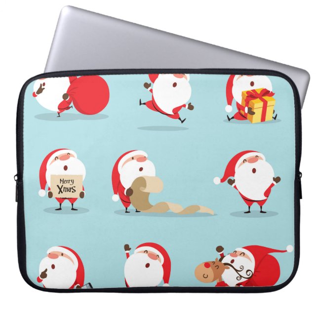 Housse Pour Ordinateur Portable Collection du Père Noël. (Devant)