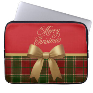 Housse Pour Ordinateur Portable Collection élégante de carreaux de Noël avec nœud
