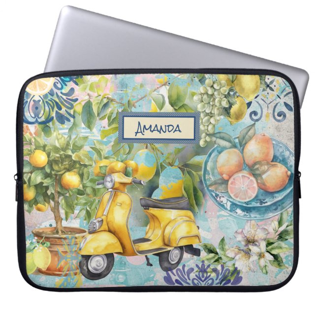 Housse Pour Ordinateur Portable Collier d'agrumes sicilien bleu chic (Devant)