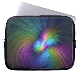 Housse Pour Ordinateur Portable Coloré Avec Bleu Moderne Art Fractal Abstrait