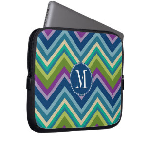 Housse Pour Ordinateur Portable Coloré Chevron Motif Personnalisé Monogramme