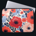 Housse Pour Ordinateur Portable Coloré moderne Rouge Blanc Bleu Aquarelle Floral<br><div class="desc">Couleur moderne Rouge blanc Aquarelle bleu bleu floral Sleeve Portable présente un design moderne de fleurs rouges et bleues sur un arrière - plan blanc. Conçu par Evco Studio www.zazzle.com/store/evcostudio</div>