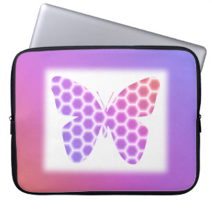 Housse Pour Ordinateur Portable Coloré Peach rose violet orné de papillon géométri