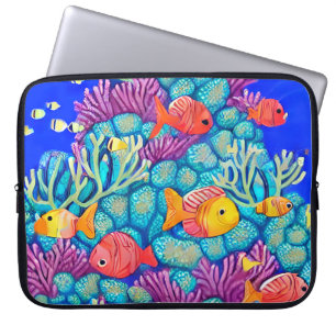 Housse Pour Ordinateur Portable Coloré sous-marin Coral Reef Motif sans couture