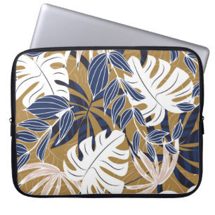 Housse Pour Ordinateur Portable Coloré Tropical Feuille Orange Arrière - plan