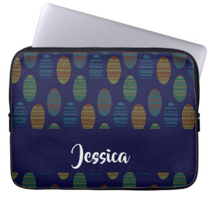 Housse Pour Ordinateur Portable Colorful easter eggs on blue