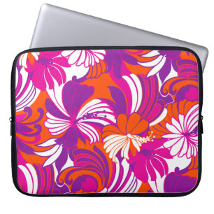 Housse Pour Ordinateur Portable Combinaison néoprène rose tropicale Hibiscus Jungl
