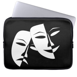 Housse Pour Ordinateur Portable Comédie Tragédie Masque de théâtre noir et blanc