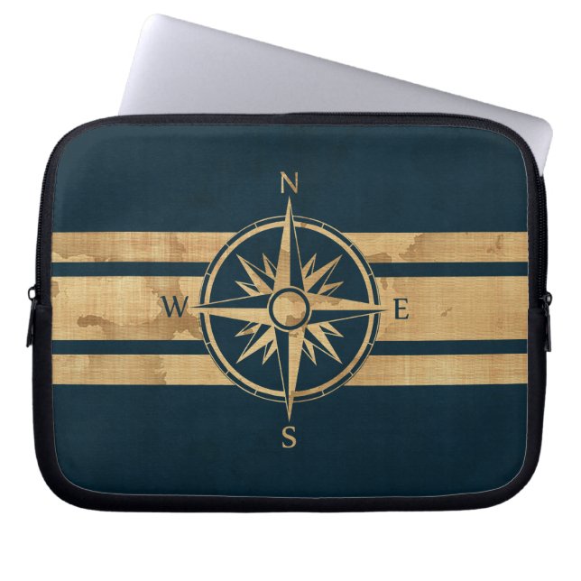 Housse Pour Ordinateur Portable Compas d'explorateur nautique (Devant)
