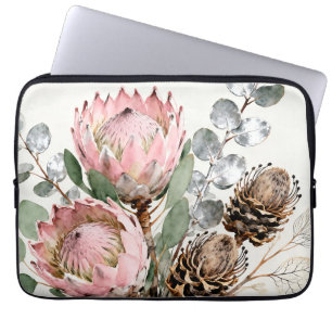 Housse Pour Ordinateur Portable Composition de protée et d'eucalyptus à l'aquarell