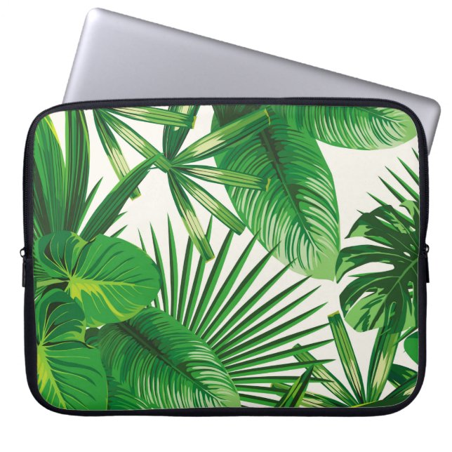 Housse Pour Ordinateur Portable Composition exotique tropicale verte naturelle feu (Devant)