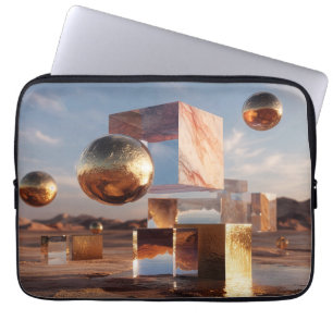 Housse Pour Ordinateur Portable Composition géométrique surréaliste avec sphères d