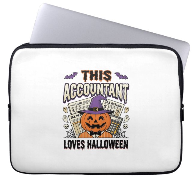 Housse Pour Ordinateur Portable Comptable d'Halloween Drôle Saison fiscale effraya (Devant)