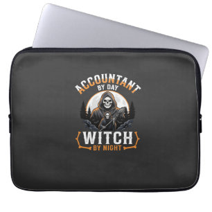 Housse Pour Ordinateur Portable Comptable Halloween le jour Sorcière la nuit Desig