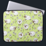 Housse Pour Ordinateur Portable Compter les moutons sur le vert de rosée miel<br><div class="desc">Tableaux et marguerites de doodles mignons peints à la main</div>