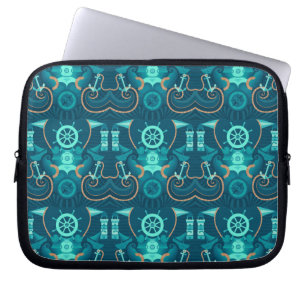 Housse Pour Ordinateur Portable Conception bleue nautique
