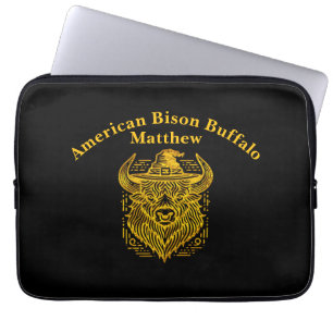 Housse Pour Ordinateur Portable Conception complexe d'un bison avec un Casquette