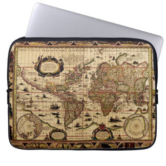 Housse Pour Ordinateur Portable Conception de carte du monde antique vintage