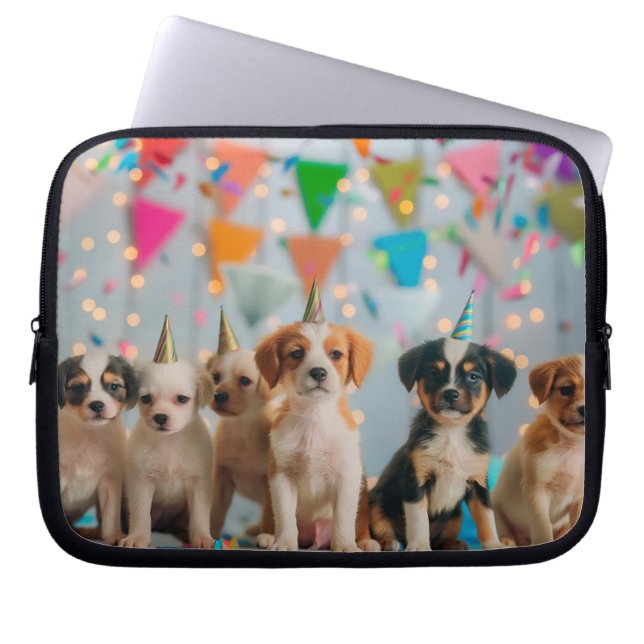 Housse Pour Ordinateur Portable Conception de célébration d'anniversaire de chiots (Devant)