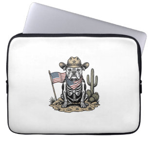 Housse Pour Ordinateur Portable Conception de chemise patriotique de chien squelet