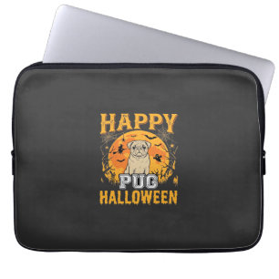 Housse Pour Ordinateur Portable Conception de chien effrayant Halloween Pug heureu