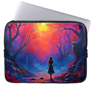 Housse Pour Ordinateur Portable Conception de la solitude de la fille de la forêt