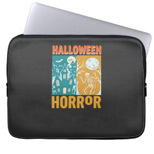Housse Pour Ordinateur Portable Conception de maison hantée Halloween Lune squelet