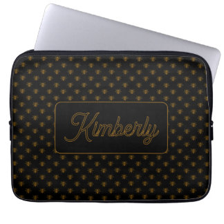 Housse Pour Ordinateur Portable Conception de monogramme de nom personnalisé Gold 