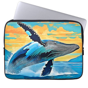 Housse Pour Ordinateur Portable Conception de saut de liberté océanique de baleine