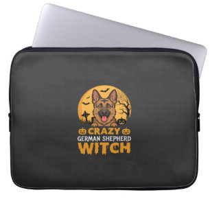 Housse Pour Ordinateur Portable Conception de sorcière berger allemand fou Hallowe