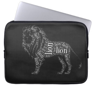 Housse Pour Ordinateur Portable Conception de T-Shirt de Typographie de Lion Puiss