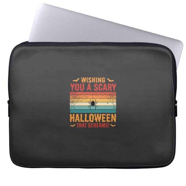 Housse Pour Ordinateur Portable Conception de toile d'araignée d'Halloween effraya (Devant)