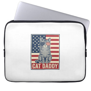 Housse Pour Ordinateur Portable Conception de vecteur de chat patriotique Cat Dadd