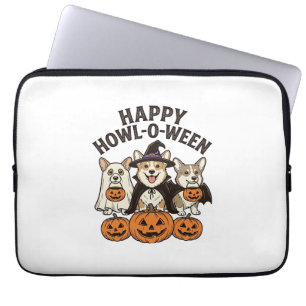 Housse Pour Ordinateur Portable Conception de vecteur de chien de Corgi de Hallowe