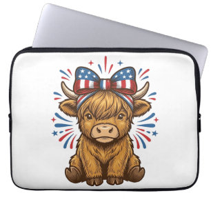 Housse Pour Ordinateur Portable Conception de vecteur de vache Highland patriotiqu