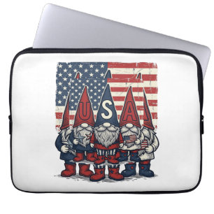 Housse Pour Ordinateur Portable Conception de vecteur vintage de trio de gnome USA