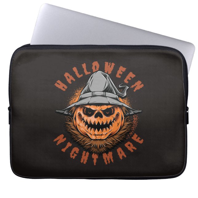 Housse Pour Ordinateur Portable Conception d'épouvantail de citrouille d'Halloween (Devant)