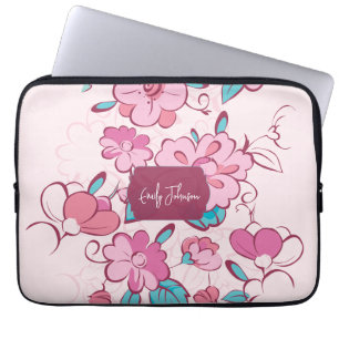 Housse Pour Ordinateur Portable Conception d'étiquette nominative à motif floral r