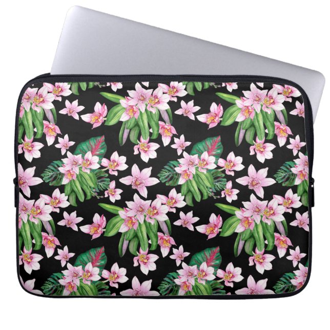 Housse Pour Ordinateur Portable Conception d'orchidées à l'aquarelle 27  (Devant)