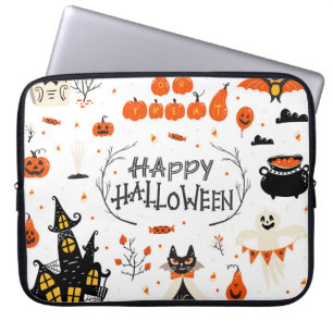 Housse Pour Ordinateur Portable Conception d'un jeu Vintage d'éléments Halloween