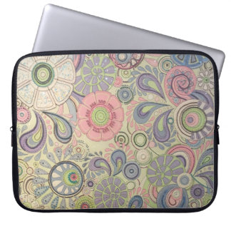Housse Pour Ordinateur Portable Conception florale de fleur de Paisley de vert de