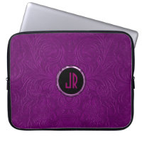 Conception Florale en daim violet profond monogram